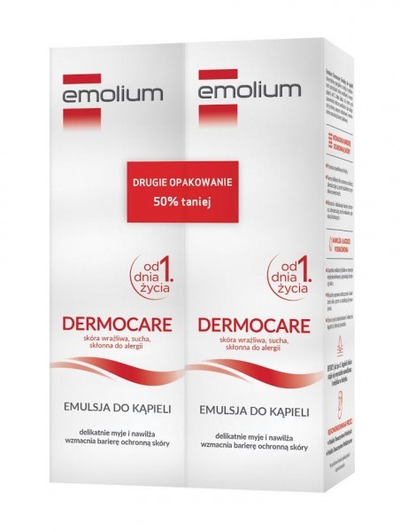 Emolium SANOFI AVENTIS SP Z O.O Dermocare emulsja do kąpieli skóry suchej i wrażliwej 2 x 400 ml 7074605