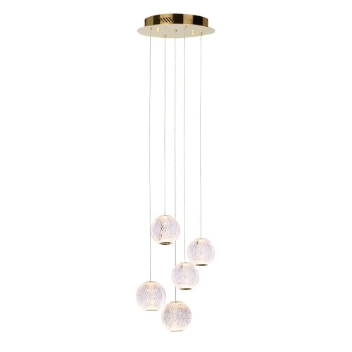 Italux Wisząca LAMPA kaskada ROSARIO PND-12220121-5A-GD okrągła OPRAWA szklany ZWIS LED 21W 3000K glamour przezroczysty PND-12220121-5A-GD