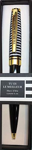 La Carterie - chowany długopis - seria czarno-złota - 'Tu es le meilleur' na klipsie [wiadomość w języku francuskim]