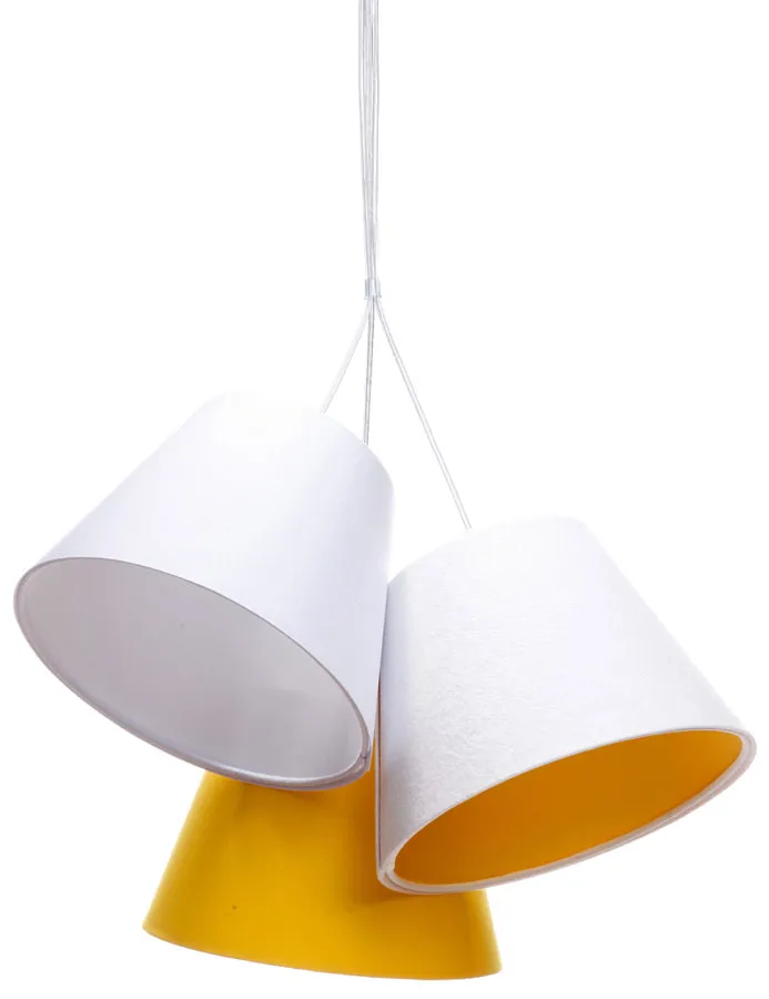 Biało-żółta lampa wisząca dzwonki dla dzieci H9-F64