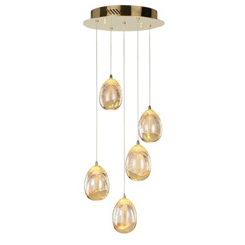 Italux Wisząca LAMPA kaskada HUELTO PND-22112132-5A-CHPN szklana OPRAWA loftowy ZWIS LED 24W 3000K kulisty złoty szampański PND-22112132-5A-CHPN