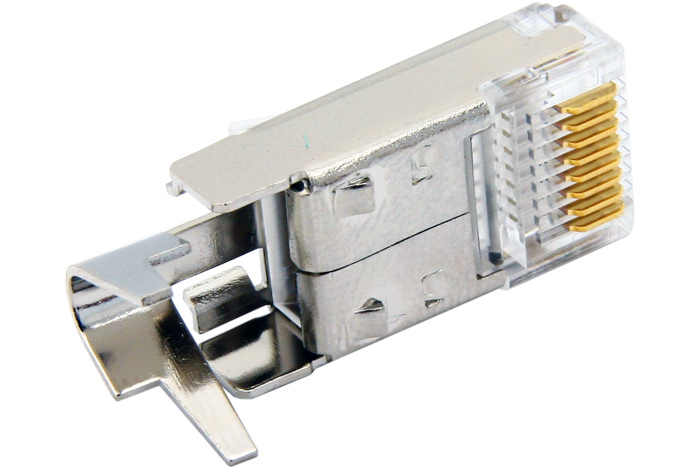 Wtyk RJ45 ekranowany z zaciskiem ekranu (drut) kat.5e - 100 szt.