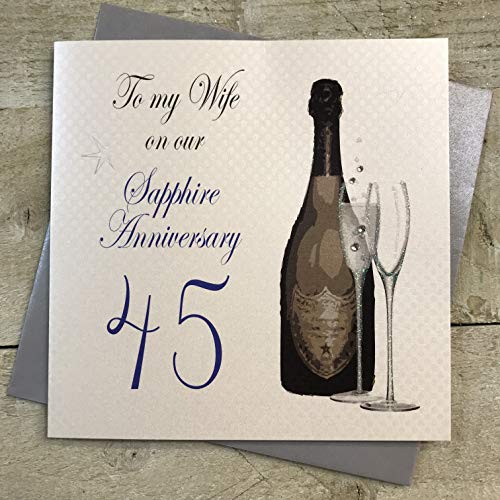 WHITE COTTON CARDS White Cotton Cards A45W 'To My Wife On Our Sapphire Anniversary 45' ręcznie robiona kartka na 45-tą rocznicę A45W