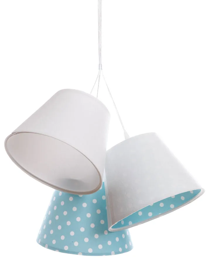 Biało-niebieska dziecięca lampa wisząca w groszki D7-D05