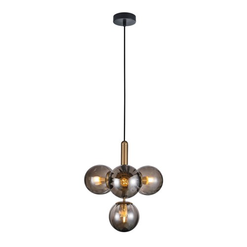 Italux Loftowa LAMPA wisząca RAVENA szklana OPRAWA zwis kule balls mosiądz przydymione PND-2324-4B BRO+SG
