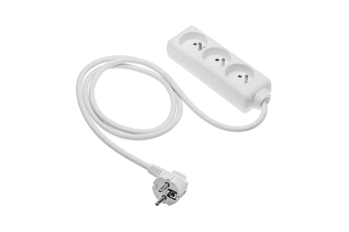 GTV Przedłużacz 3 gniazdowy biały o długości 5m AE-PF3G5M-00