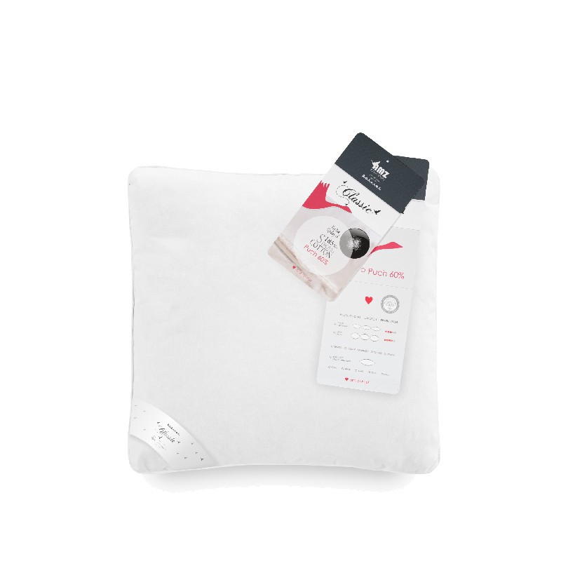 Poduszka puchowa AMZ Puch 60%, Rozmiar - 40x40, Kolor - różowy, Poduszka - 1-komorowa 