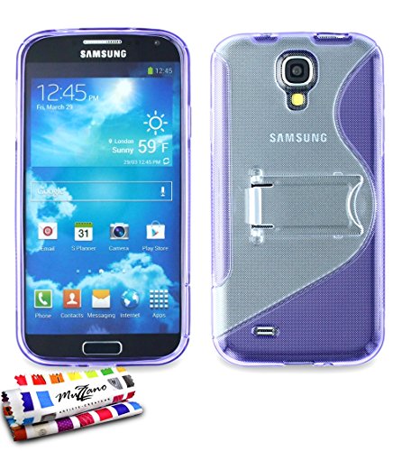 Samsung Ultraflache weiche Schutzhülle GALAXY S4 [avec pied le S Hybrid] [Lila] von MUZZANO + STIFT und MICROFASERTUCH MUZZANO GRATIS - Das ULTIMATIVE, ELEGANTE UND LANGLEBIGE Schutz-Case für Ihr SA