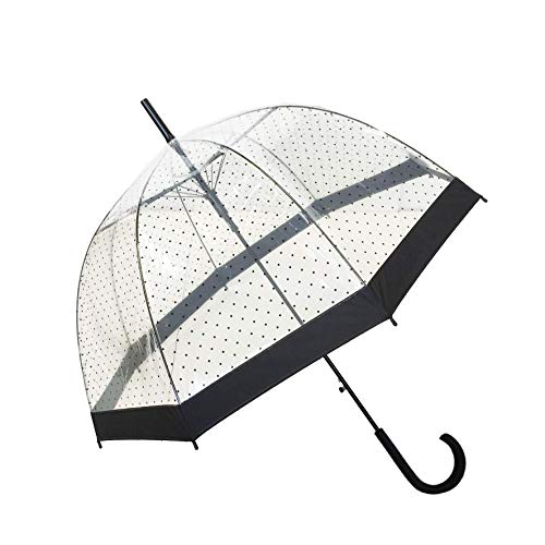 SMATI Lady Like: przezroczysta/przezroczysta parasol automatyczny z czarnymi punktach BUL1222N