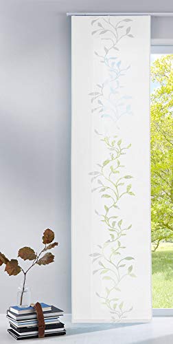 Gardinenbox Nowoczesna zasłona panelowa, ścianka działowa, firanka przesuwna Tendril z wysokiej jakości materiału wypalanego z wózkiem panelowym, 245 x 60 (wys. x szer.), biała, 85611