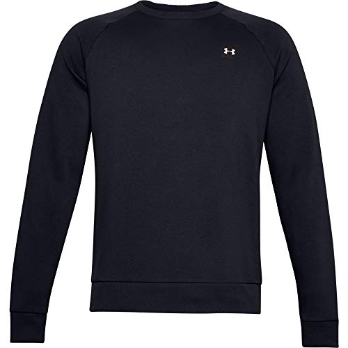 Under Armour Rival Fleece Crew, sweter sportowy z luźnym dopasowaniem, wygodny i ciepły męski sweter męski, czarny (czarno-onyks biały), XS 1357096-001