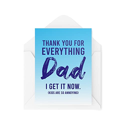 Tongue in Peach Śmieszne kartki na Dzień Ojca, kartki urodzinowe dla taty, kartka okolicznościowa dla niego, 'Thank You for Everything Appreciation, Comedy Humour Joke', CBH156 TIP_CARD_CBH156