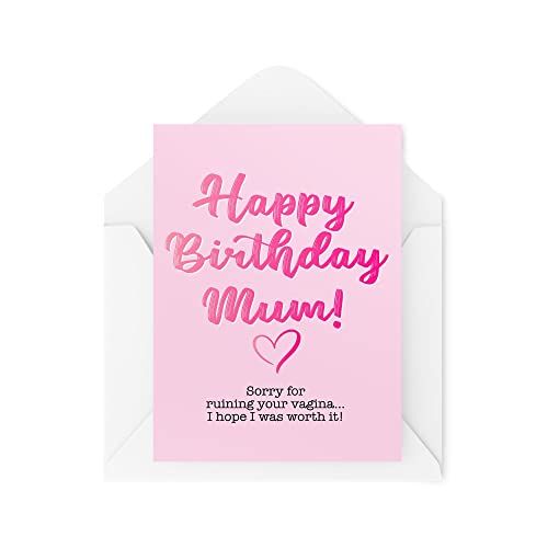 Tongue in Peach Śmieszne kartki urodzinowe 'Happy Birthday Mum Sorry I ruined Your Cards' przyjaciel urocza kartka z życzeniami dowcipny humor śmiech sztandar żart zabawa CBH102 TIP_CARD_CBH102