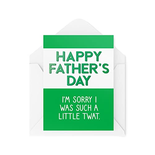 Tongue in Peach Śmieszne kartki na Dzień Ojca, kartki urodzinowe dla taty, kartka okolicznościowa dla niego, I'm Sorry I Was Such A Little Twat, komedia humor żart CBH132 TIP_CARD_CBH132