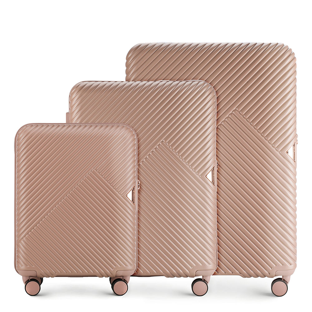 Zestaw walizek z polikarbonu w paseczki