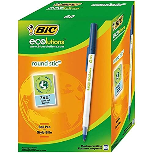 BIC Długopis Round Stic ECOlutions średnia końcówka – niebieski, opakowanie 60 szt.