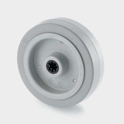 TENTE Pojedyncze koło, plastikowa tarcza, szara guma UFR160x46-$6820