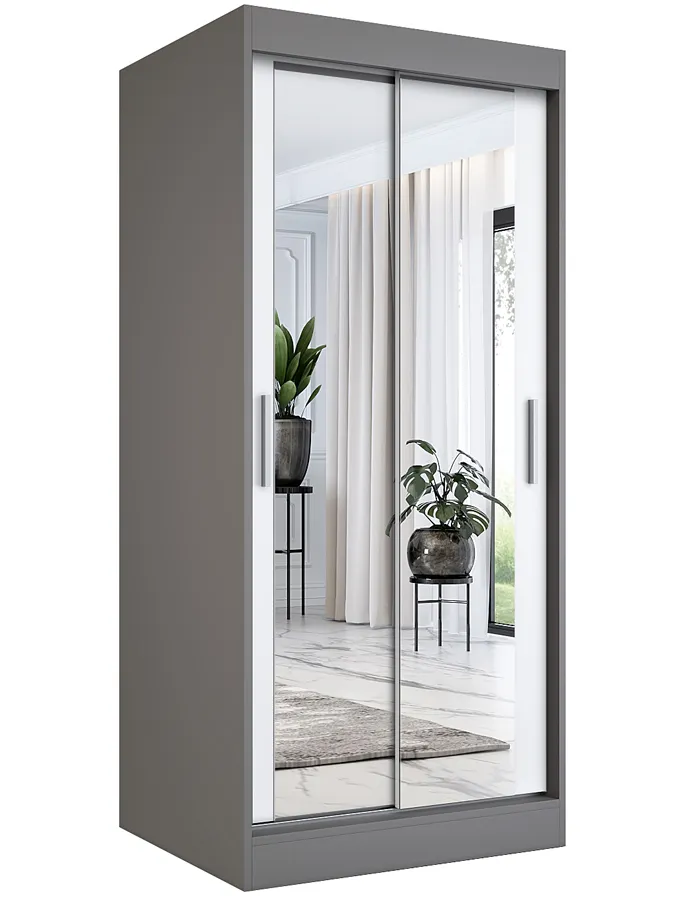 Szafa przesuwna w kolorze antracyt + biały H3-C41