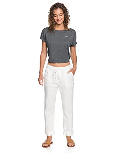 Roxy Damskie spodnie Non-denim Pants On The Seashore – elastyczne lniane spodnie dla kobiet biały Snow White XS
