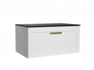 BESCO SUD-854-BZ DEXA szafka umywalkowa bez blatu z syfonem w komplecie uchwyt złoty 80/50/40 cm biała