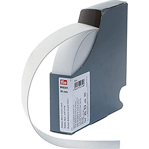 Prym 955381 elastyczna taśma miękka 30 mm biała, 57% PES 43% ED
