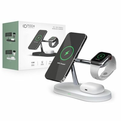 TECH-PROTECT Magnetyczna ładowarka bezprzewodowa TECH-PROTECT 3IN1 MAGNETIC MAGSAFE WIRELESS CHARGER biała 18765