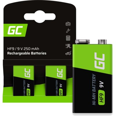 Baterie Akumulatorki 2x 9V HF9 Ni-MH 250mAh Green