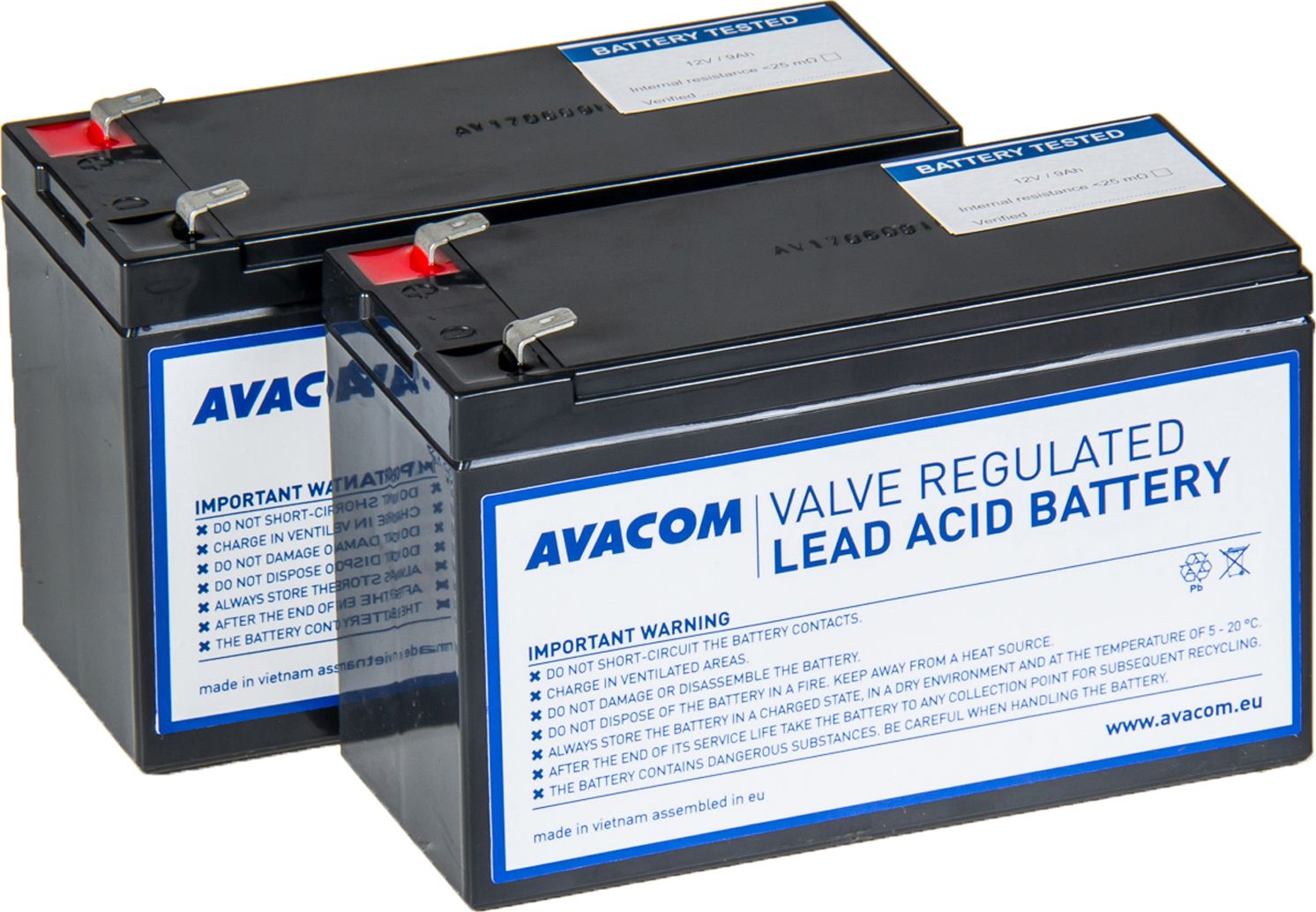 Avacom Zestaw akumulatorów RBC165 12V/2x9Ah AVA-RBC165-KIT
