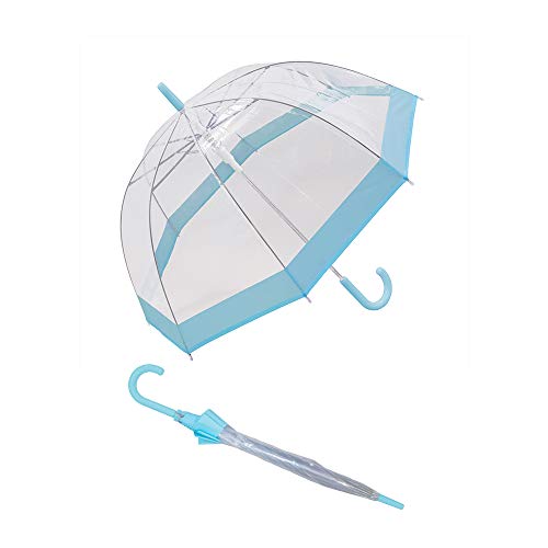 Susino Parapluie droit ouverture automatique - Transparent avec Borure bleu pastel parasol przeciwsłoneczny, 90 cm, niebieski (Bleu) SUSINOEXT18006PASTELBLUE