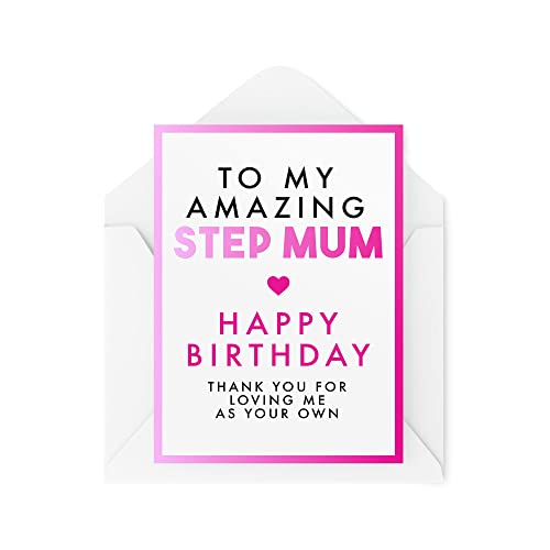 Tongue in Peach Step Mum kartki urodzinowe dla macie karty dla niej urodzinowa kartka, To My Amazing Step Mum' 'Happy Birthday Thanks for Loving Me As Your own CBH280' TIP_CARD_CBH280