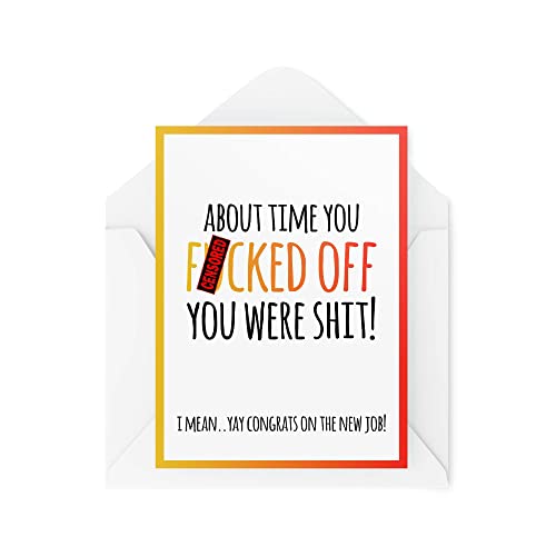 Tongue in Peach Śmieszne kartki robocze 'Liaving Good Luck New Job You Were Sh*t kartka okolicznościowa praca karty współpracownik biuro praca humor sarkazm banter żart CBH257 TIP_CARD_CBH257