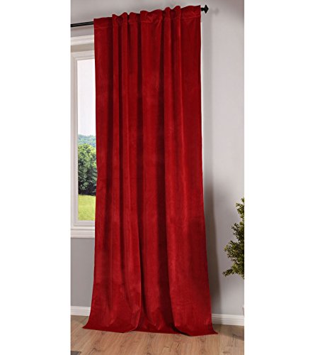Gardinenbox Milano 20357 zasłona zaciemniająca z aksamitem, nieprzejrzysta tasiemka na szelkach, z możliwością skrócenia, czerwona, 1 sztuka, wys. x szer. 280 x 135 cm, 20357