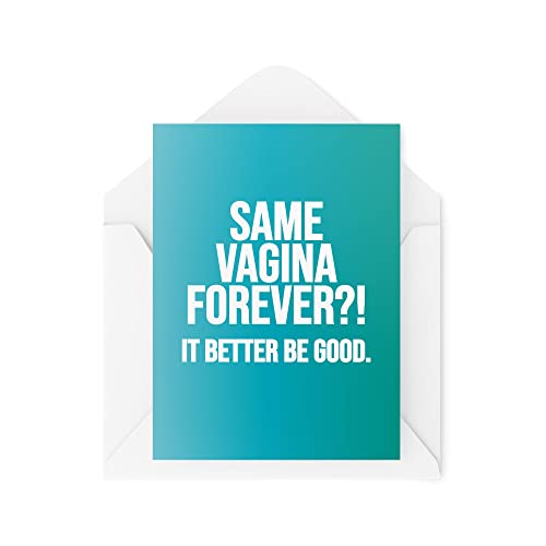 Tongue in Peach Śmieszne karty zaręczynowe, karty do planowania ślubu, 'Same Vag Forever', 'Getting Married', 'Proposal Friend Dowter Banter Fun , CBH263 TIP_CARD_CBH263