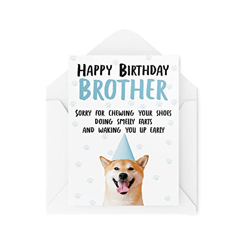 Tongue in Peach Śmieszne kartki urodzinowe dla brata od psa, kartki okolicznościowe dla miłośnika zwierząt na urodziny, kartka dla szczeniaka przepraszamy za wybudzanie wczesnego CBH242 TIP_CARD_CBH242