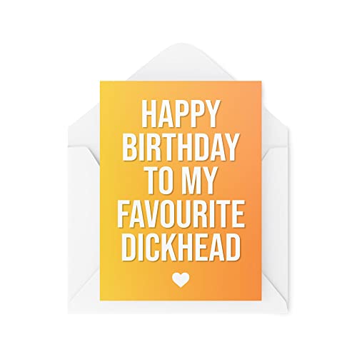 Tongue in Peach Śmieszne kartki urodzinowe, 'Happy Birthday to My Favorite D Head', dowcipne kartki urodzinowe dla niego dla niej, komedia humor żart banter, CBH252 TIP_CARD_CBH252