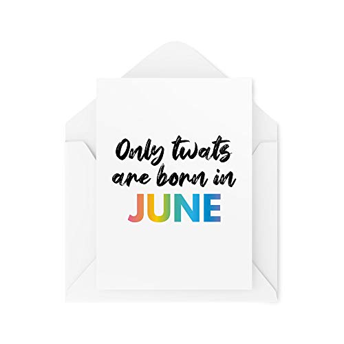 Tongue in Peach Zabawne kartki urodzinowe, banter kartka okolicznościowa, 'Only T W Ats Are Born in June', dowcipny humor śmiech komedia dowcipna zabawna ręcznie wykonana karta, CBH173 TIP_CARD_CBH173