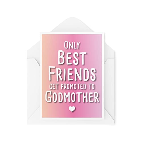 Śmieszne karty chrzestne 'Only Best Friends Get Promoted to Godmother', kartki okolicznościowe chrzciny, tata boga mama profanity dowcip zabawa, CBH354