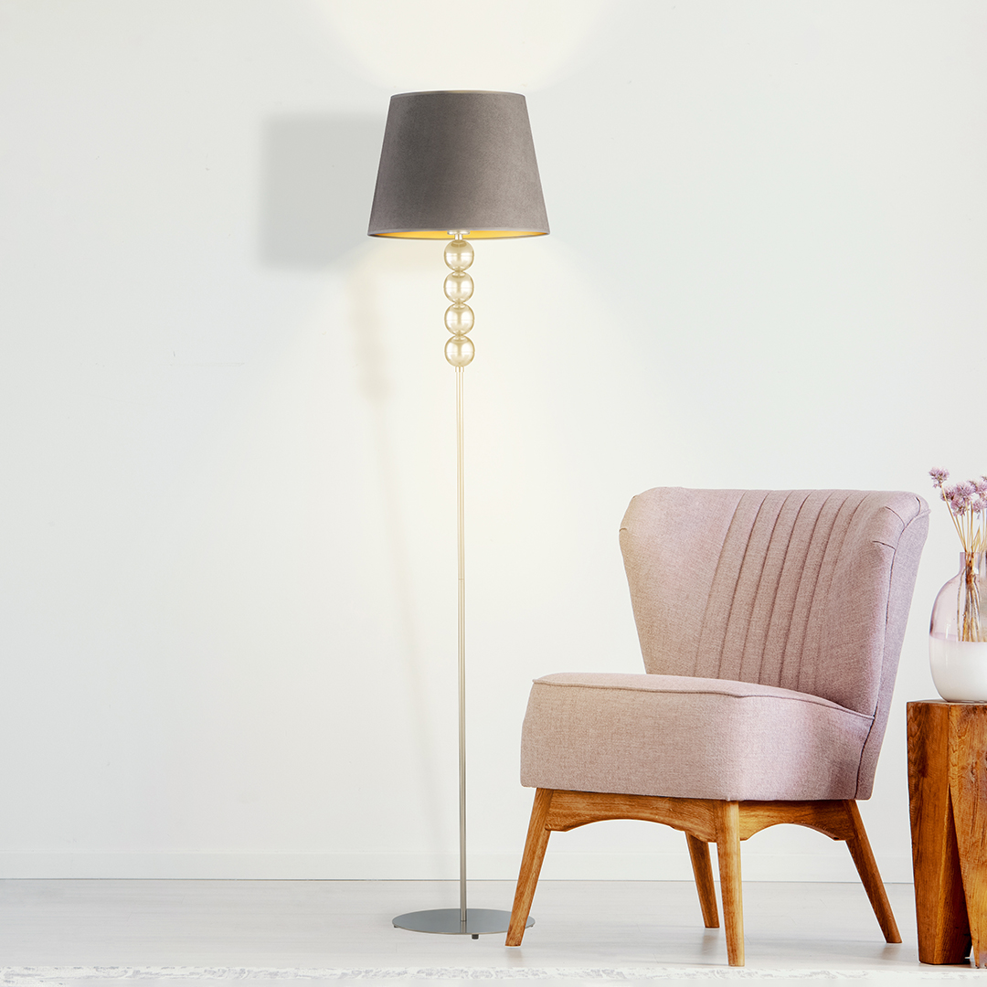 Lampa podłogowa z welurowym abażurem SEUL VELUR 