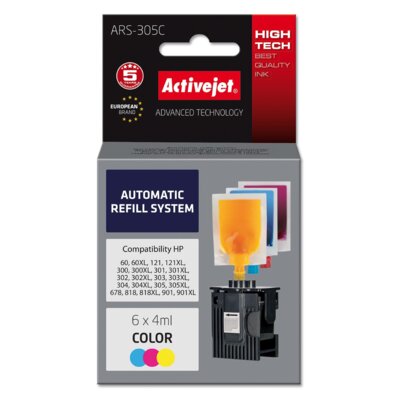 ActiveJet System uzupełnień ARS-305Col zamiennik HP301 HP302 HP303 HP304 HP304 6 x 4 ml kolor)