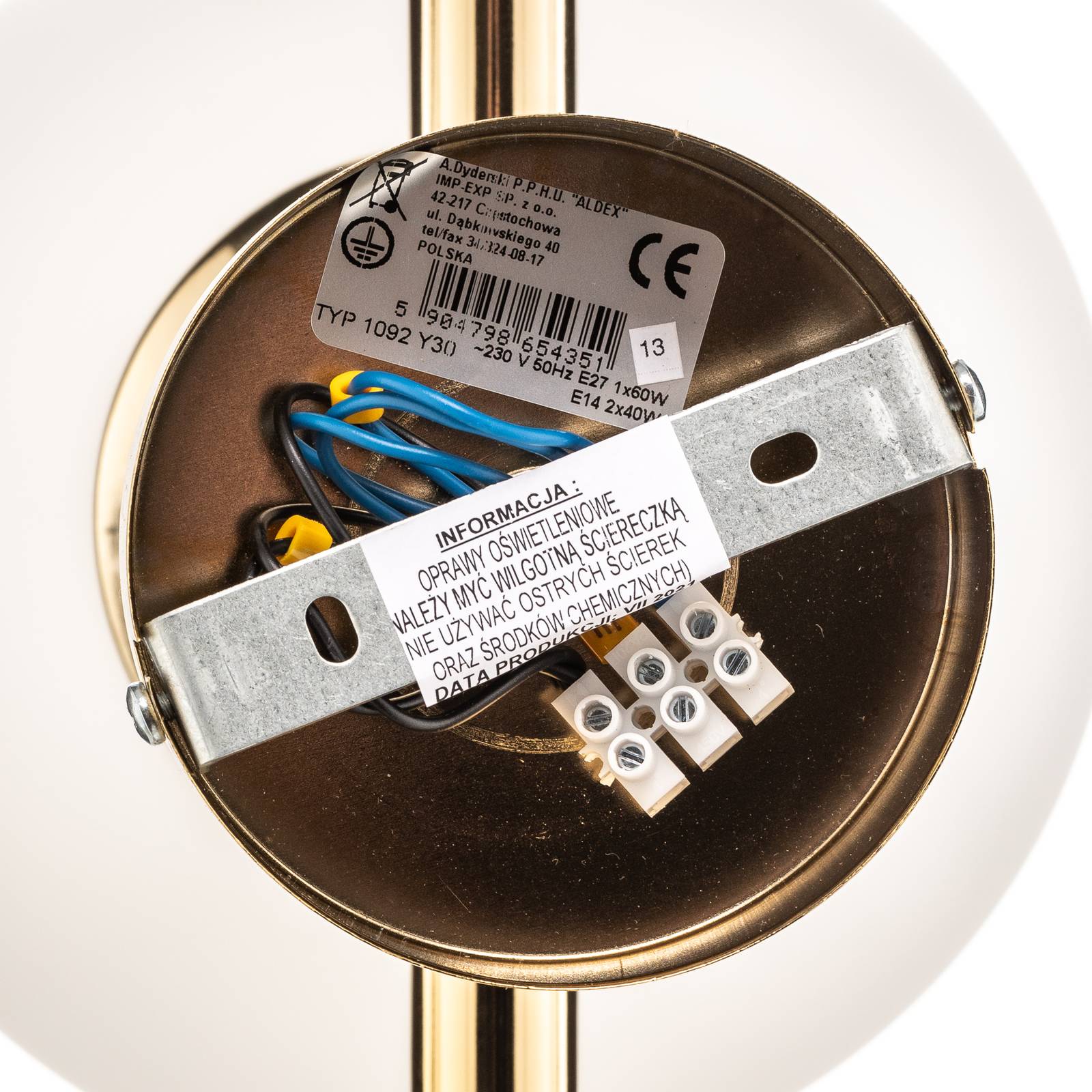 Lampa ścienna Dione, 3-punktowa, złota