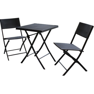 Saska Garden Zestaw mebli balkonowych stolik i 2 krzesła czarny 1032740