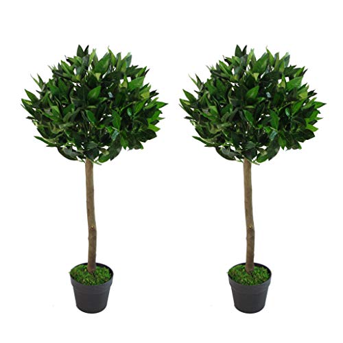 Leaf Design brytyjska para drzew topiary ze sztucznej zatoki, zielona, 90 cm