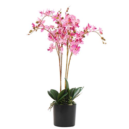 Liść luksusowe realistyczne sztuczne rośliny orchidei wzór UK, różowy, 60 cm