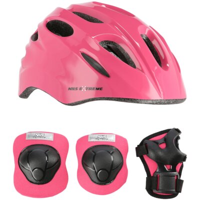 Nils EXTREME MTW01+H210 RÓŻOWY ROZM. XS KASK Z OCHRANIACZAMI ZESTAW EXTREME 16-70-303