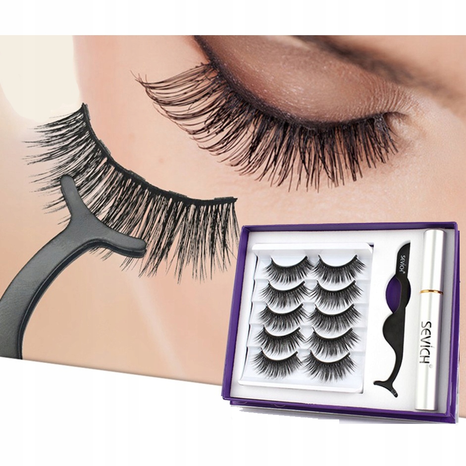 10szt Sztuczne Rzęsy Magnetyczne Eyeliner Pęseta