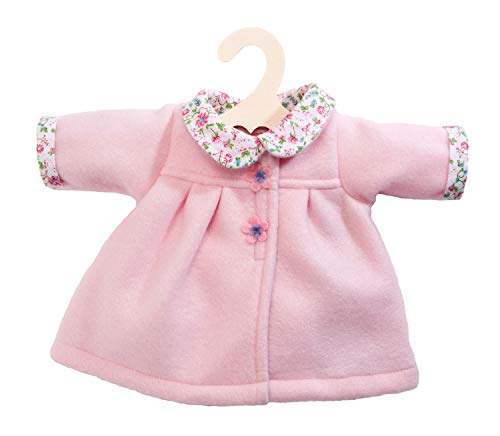 Heless 1277 - Płaszcz dla lalek z kwiatowym okrągłym kołnierzem, różowy, rozmiar 28-35 cm