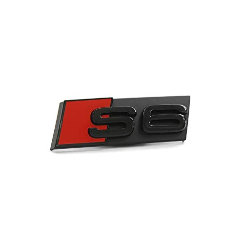 Audi 4K0071805 napis S6 czarny/czerwony klips Tuning Exclusive Edition emblemat na grill chłodnicy, czarny/czerwony