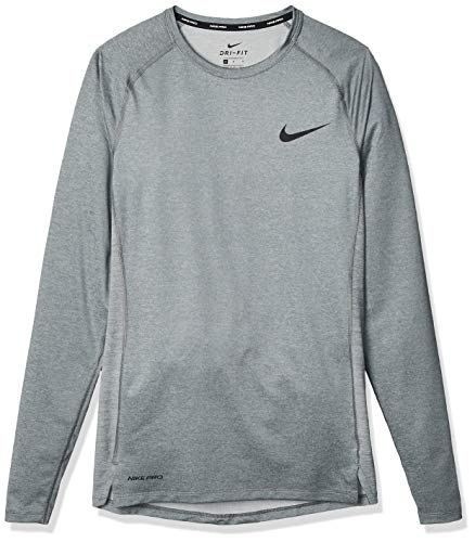 NIKE M Np Top Ls obcisła koszulka z długim rękawem - Smoke Grey/Light Smoke Grey/(Czarny), x-Large-T