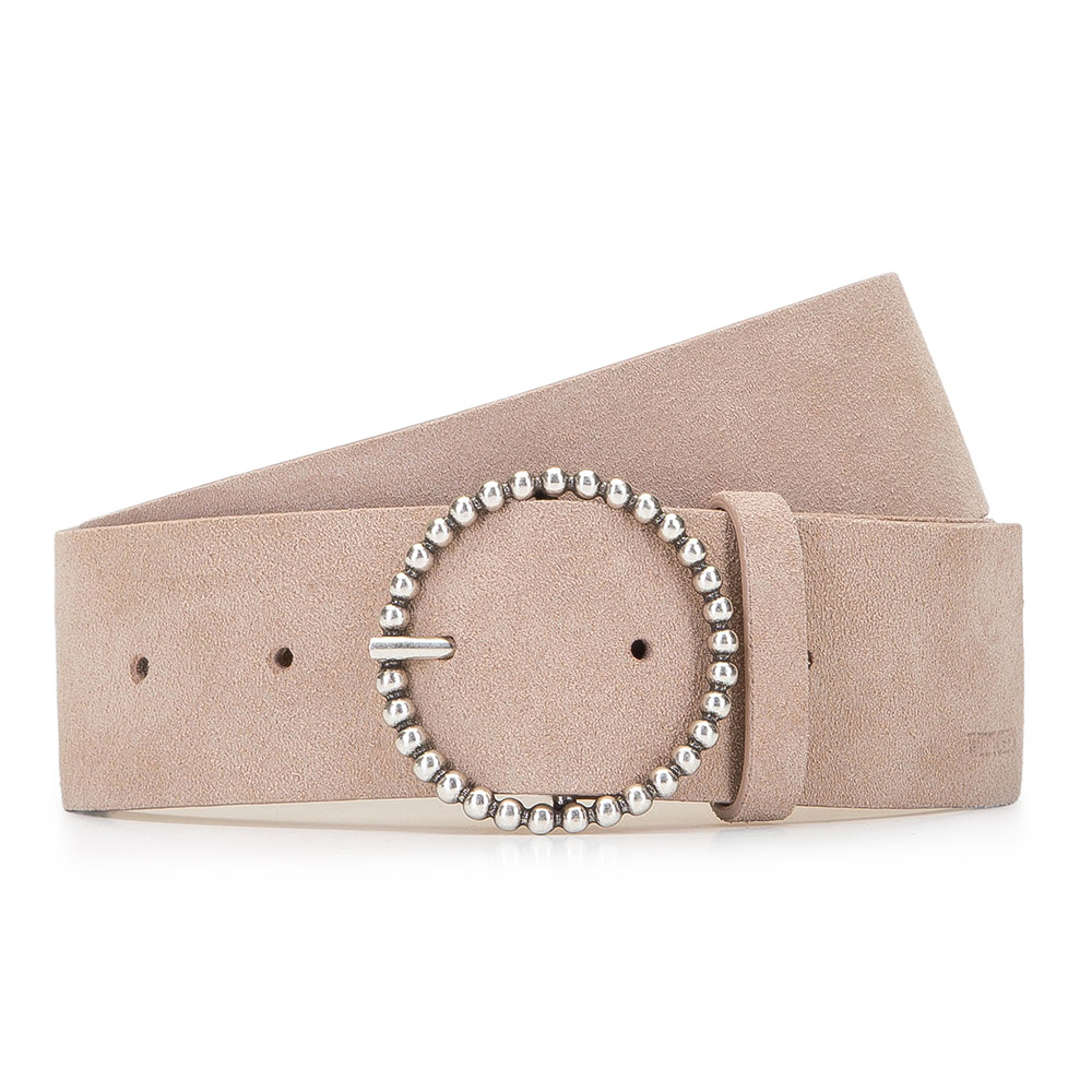 Damski pasek ze skóry welurowej z klamrą na obręczy