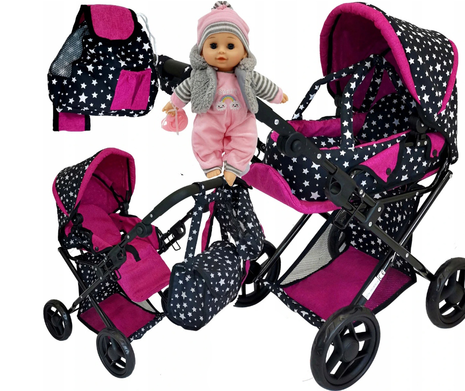 Wózek Dla Lalek Nosidło Torba Pościel+bobas Śpiewa